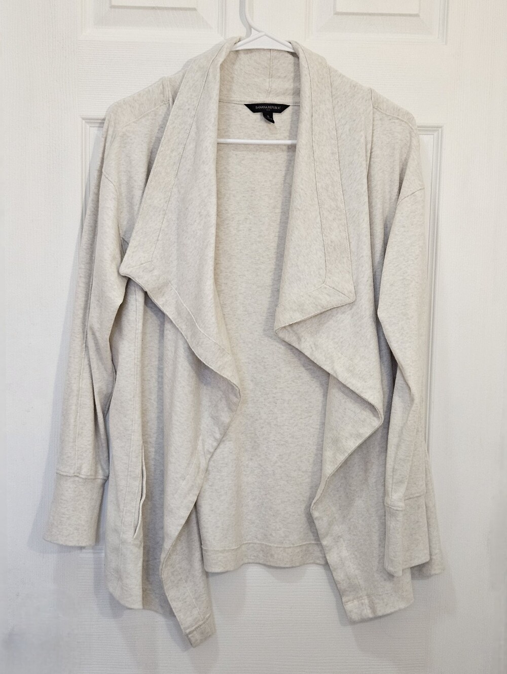 Banana Republic Heather Light Gray Open-Front Draped Cardigan
